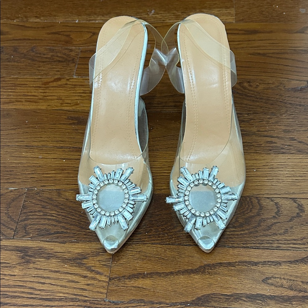 Elegant Clear and Tan Women's Heels